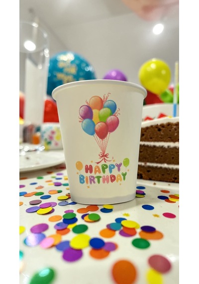 Balon Parti Doğumgünü Etkinlik Temalı Tek Kullanımlık 7 Oz 50 Adet Karton Bardak