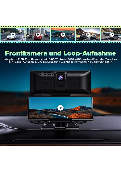 Kablosuz Apple Carplay Ve Android Auto, 2k Ön Dashcam'li Araba Stereo, Bluetooth 5.0/gps/fm/aux/mirror Link/64g Tf Card İle Taşınabilir Carplay 9.26 İnç Full Hd Dokunmatik Ekran Monitör