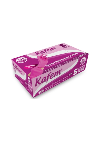 Kafem Pembe Nitril Eldiven Pudrasız S 100 Lü X 5 Paket