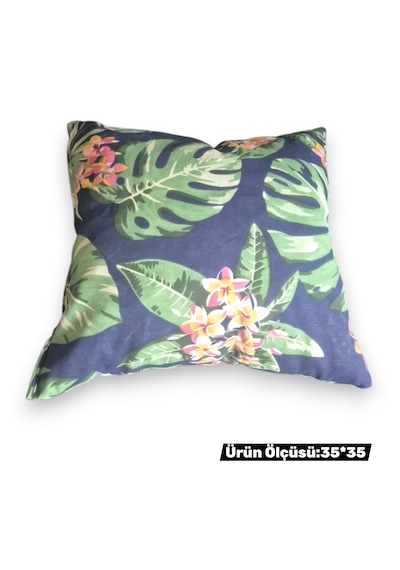 Kırlent Yastık Minder Yaprak Desen 4 Adet 35x35 35 x 35