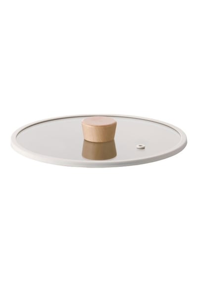 Neoflam Fika 24CM Düz Silikon Çerçeveli Cam Kapak Bej