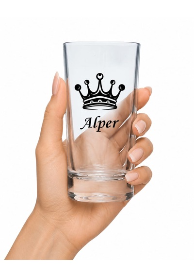 Kişiye Özel Tasarımlı Kral Ve Kraliçe Tacı Tasarımlı İsim Yazılabilen 230 Ml 6 Adet Rakı Bardağı Şeffaf