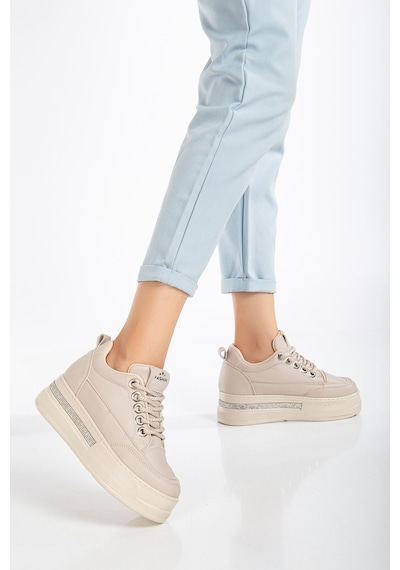 Granes Kadın Bej Gizli Topuk Sneaker Bej