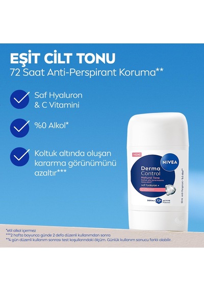 Lexroo Kadın Stick Deodorant Derma Control Natural Tone 50 Ml, Koltuk Altı Kararmasına Karşı Etkili