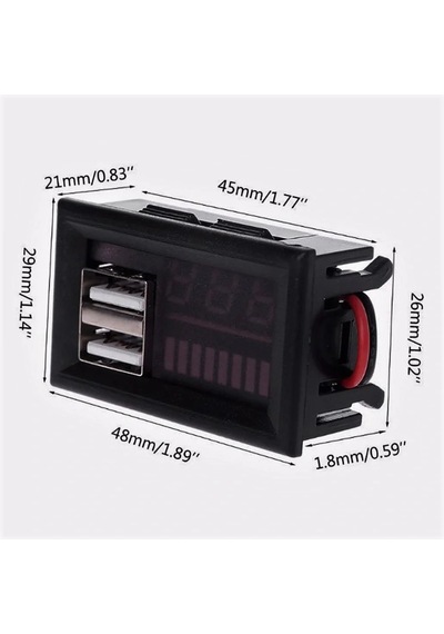 Usb Çıkışlı Dijital Voltmetre Ekranlı 5v 2a Apple Uyumlu iOS -android Çıkışlı