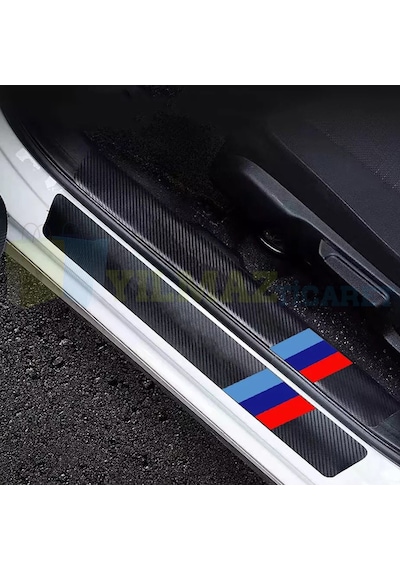 Bmw M Karbon Kapı Eşiği Oto Sticker Etiket Yapıştırma 4 Parça