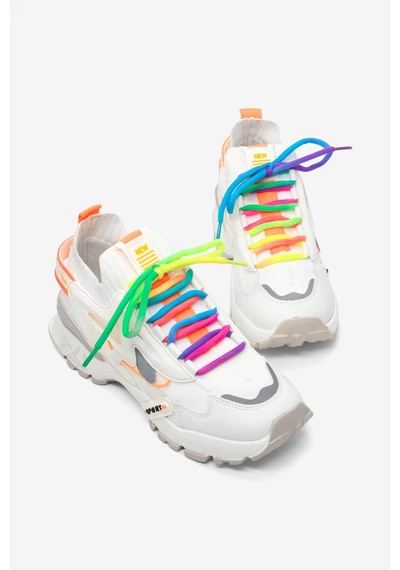 Tonny Black Rahat Kalıp Renkli Lastik Boğazlı Bağcıklı Sneaker Kadın Beyaz Sneaker Tbtdyz1903