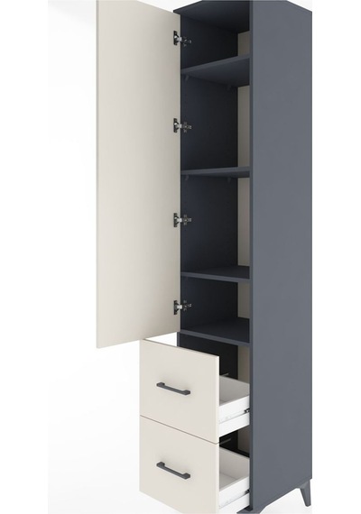 Hyperion Dolap 4 Raflı 2 Çekmeceli Tek Kapaklı 44x44x221 Antrasit-aytaşı Antrasit