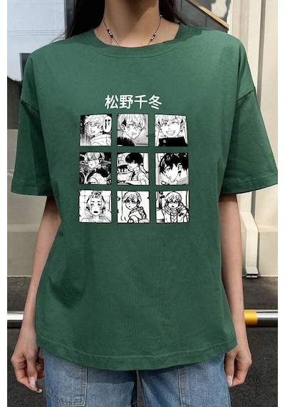 Unisex Ken Kaneki Baskılı T-shirt Yeşil