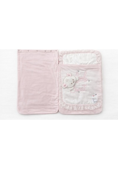 Ayıcıklı Dantelli Yenidoğan Bebek Kundak ve Alt Açma Seti Pembe