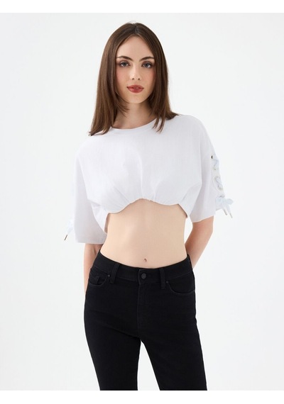 LOFT Slim Fit Kadın Tshirt K.kol Lf2038527 Q1.v1 Beyaz