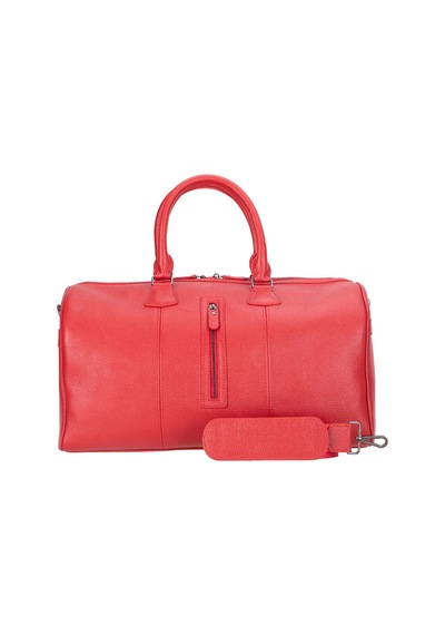 Bloominbag Bloomvoyager Roma Rouge Hakiki Deri Duffle Unisex Seyahat & Hafta Sonu Çantası Kırmızı
