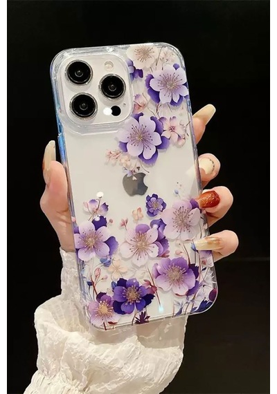 İphone 14 Plus Uyumlu Kılıf Solmayan Imd Baskı Desenli, Şeffaf Tpu+pc Botanik Kapak