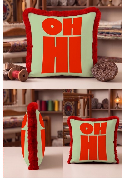 Pop Art Oh Hi Yazılı Saçaklı Yastık Kılıfı - Retro Bohem Yeşil Kırmızı Bordo Püsküllü Kırlent Kılıfı Uzak Düş Serenat Pop Art Oh Hi Yazılı Saçaklı Yastık Kılıfı - Retro Bohem Yeşil Kırmızı Bordo Püsküllü Kırlent Kılıfı Uzak Düş Serenat