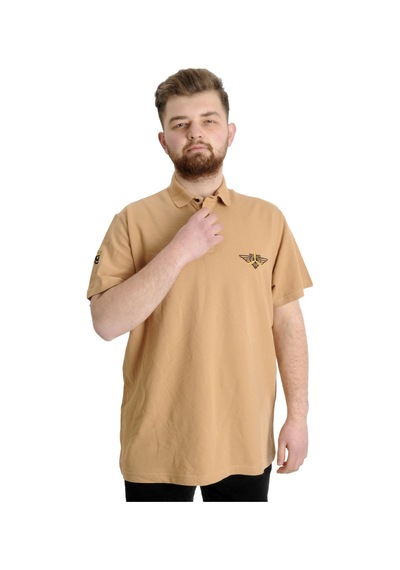 Mode Xl Büyük Beden Erkek T-Shirt Polo Aırforce 23337 Bej 001