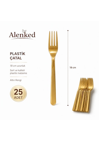 Plastik Çatal 18cm Gold - 25 Adet