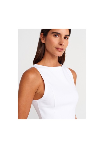 Dilvin 21001 Kayık Yaka Peplum Top-beyaz