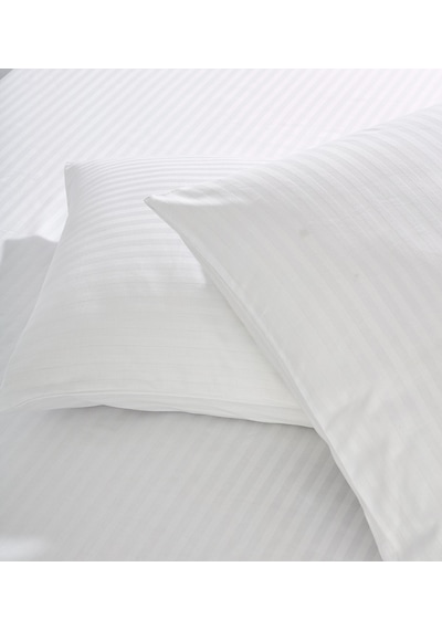 Komfort Home Çizgili Pamuk Saten Yastık Kılıfı / Beyaz 2 Adet