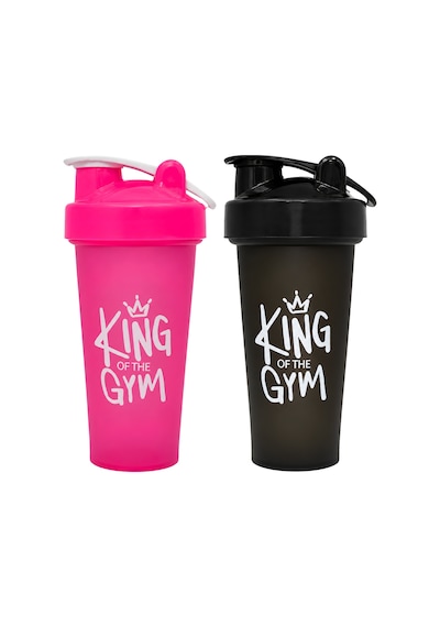 King Of The Gym Shaker 650 Ml Ölçekli Ve Sızdırmaz Kapaklı Protein Shaker 2'li Set Pembe+siyah Pembe-siyah