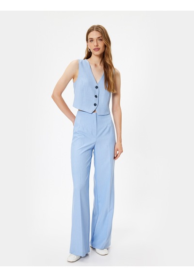 Koton Yelek Slim Fit V Yaka Düğmeli Açık Mavi 4sak20120uw Açık Mavi