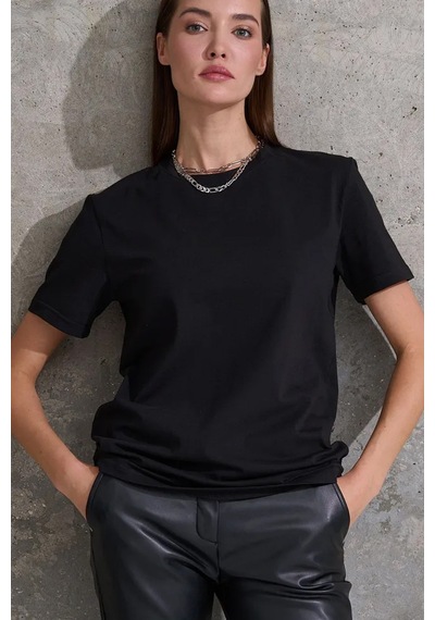 Unisex Pamuklu Oversize Basic Tshirt Siyah