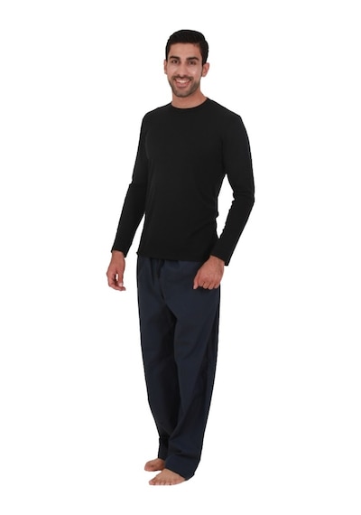 The Don Thedon Siyah Renk Ribana Erkek Pijama Takımı