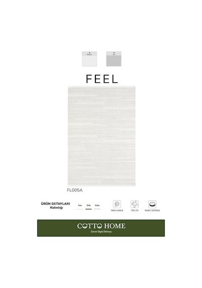 Feel Fl005a Beyaz Halı Modern Desen Akrilik Tozu Az Pamuk Taban Salon Halısı Yatak Odası Koridor
