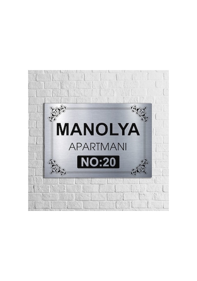 Apartman-site Kapı Isimliği Kapı Tabelası 20x29 Cm Model 2 Gümüş Gümüş