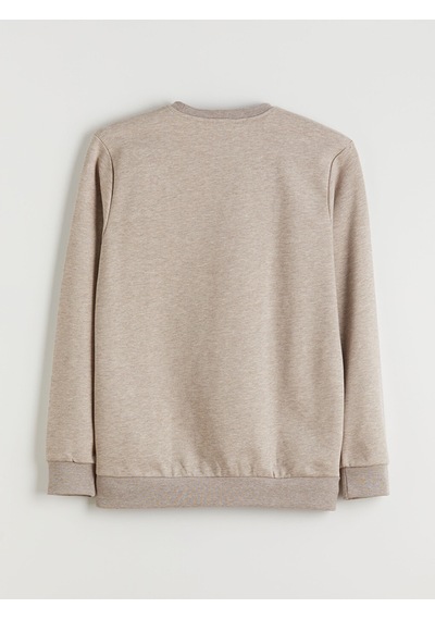 Lcwaıkıkı Basic Bej Bisiklet Yaka Erkek Kalın Sweatshirt