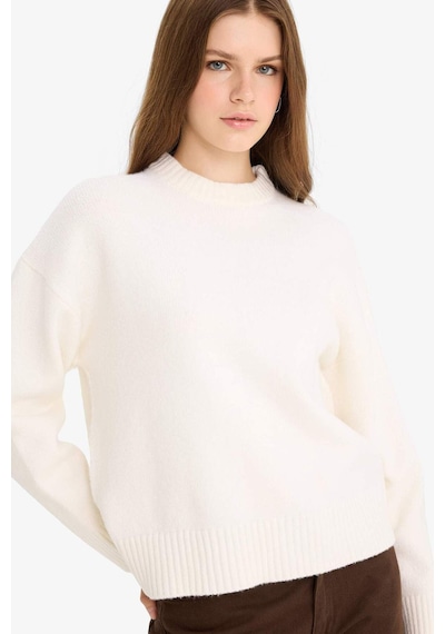 Defacto Oversize Geniş Kalıp Bisiklet Yaka Triko Kazak R6044az25wner105 Ekru