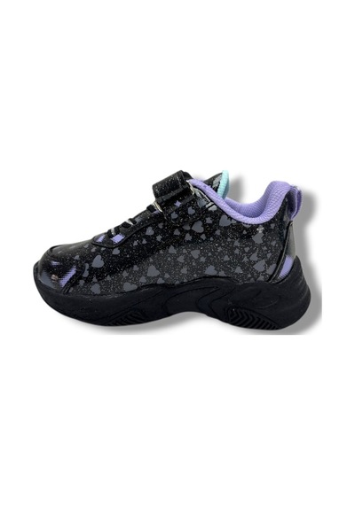 Cakgo Kuromi 725-26 Simli Parlak Deri Anatomik Kız Çocuk Sneaker Siyah Lila 26-30 Siyah