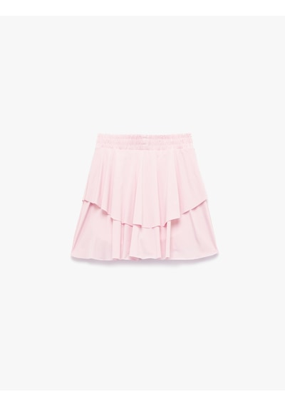 Koton Katlı Mini Volanlı Spor Şort Etek Açık Pembe 5sak40412nk Pembe