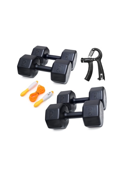 Ps Spor 2 Li Dambıl Set 8 Kg 2 Adet 10 Kg 2 Adet Sayaçlı Ayarlanabilir El Yayı + Sayaçlı Atlama İpi