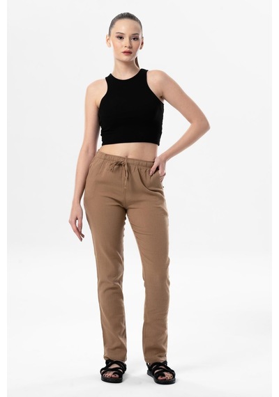 Eliş Şile Bezi Şile Bezi Çift Cepli Unisex Yazlık Pantolon Vizon Vzn-vizon Vizon