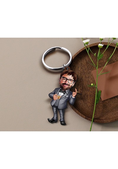 Bk Gift Kişiye Özel Erkek Karikatürlü Ahşap Anahtarlık, Sevgiliye Hediye, Erkek Hediyesi, Doğum Günü Hediyesi-13