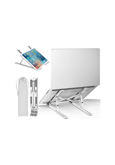 Katlanır Alüminyum Notebook Standı Ayarlı Laptop Tutucu Apple Uyumlu MacBook