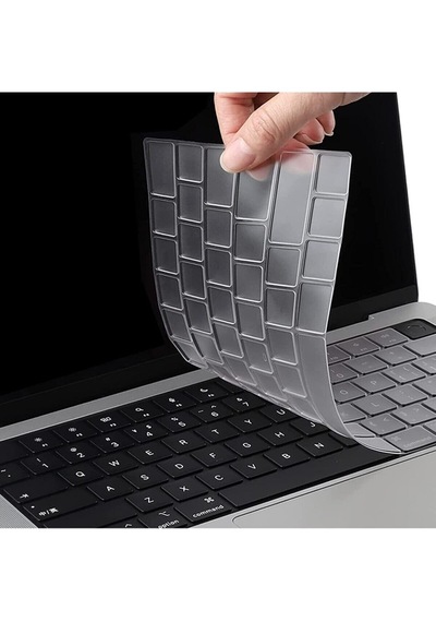 Apple MacBook Uyumlu, Pro 14.2 Inç 2025 A3434 M5 Işlemcili Türkçe Q Silikon Klavye Koruyucu Şeffaf