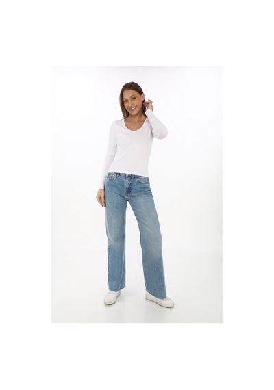 V Yaka Slim Fit Tişört-beyaz Beyaz
