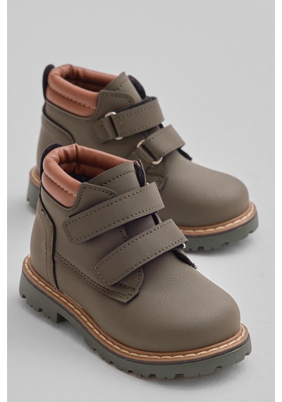 Tonny Black Kalın Termo Taban Sıcak Astarlı Çift Cırtlı Çocuk Unisex Haki Bot Tbrzn010 Haki