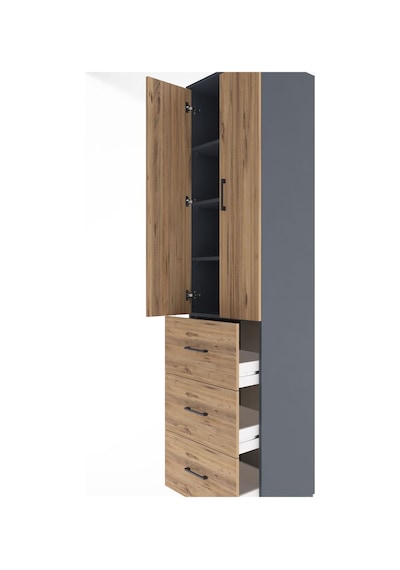 Hyperion Dolap 4 Raflı 3 Çekmeceli 2 Kapaklı 60x44x243 Antras... Antrasit