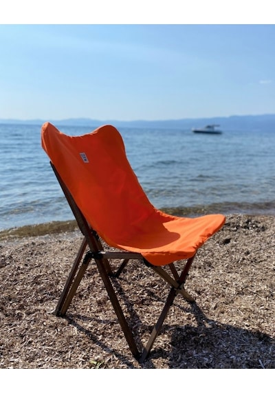 Bag The Joy Ahşap Antrasit İskelet - Turuncu Kılıf Sandalye Turuncu