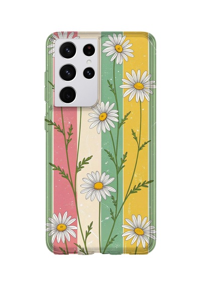 Samsung Galaxy S21 Ultra Uyumlu Baskılı Şeffaf Telefon Kılıfı Koleksiyon: Pastel Flowers 7