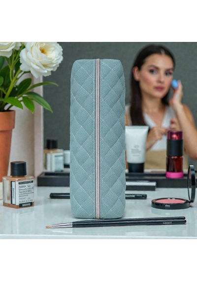 Makyaj Malzeme Çantası, Kapitone Mini Vanity Çanta Zarif Kompakt Form 20 8 8 Cm 1 Ad Turkuaz