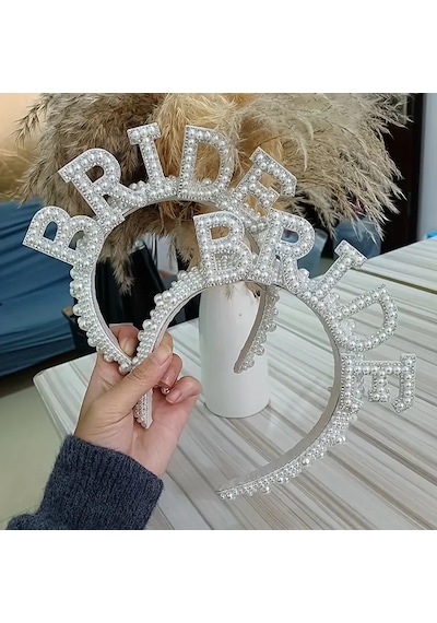 İnci Ve Taş İşlemeli Bride Gelin Tacı