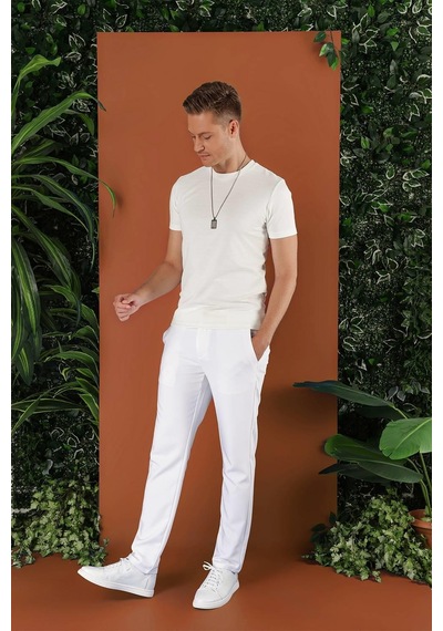 Efor P 1116 Slim Fit Beyaz Spor Pantolon Beyaz