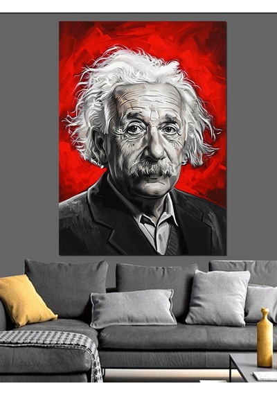 Ahşap Tablo Albert Einstein Kırmızı Portre