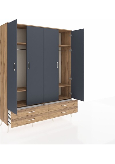 Hyperion Gardrop 6 Raflı 4 Çekmeceli 2 Askılı 176x44x221 Çam-antrasit/çam Antrasit/çam Hyperion Gardrop 6 Raflı 4 Çekmeceli 2 Askılı 176x44x221 Çam-antrasit/çam Antrasit/çam
