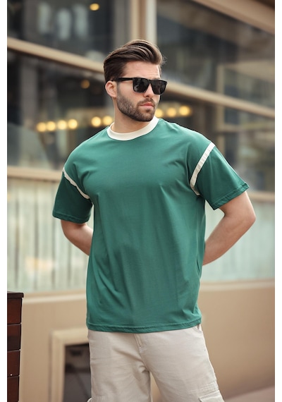 Madmext Koyu Yeşil Bisiklet Yaka Regular Fit Erkek T-shirt E7126 Koyu Yeşil