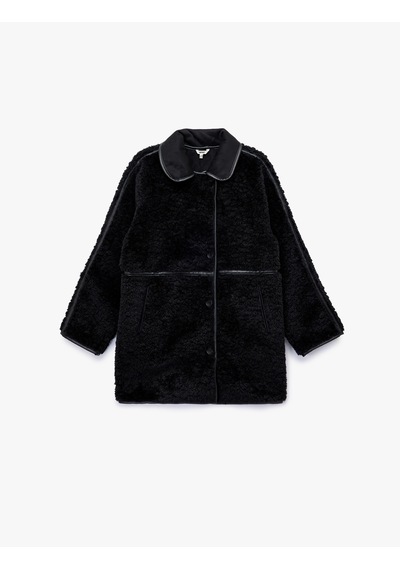Koton Bonded Kaban Oversize Peluş Düğmeli Cepli Kruvaze Uzun Kollu Siyah 6wak00071ew Siyah Koton Bonded Kaban Oversize Peluş Düğmeli Cepli Kruvaze Uzun Kollu Siyah 6wak00071ew Siyah