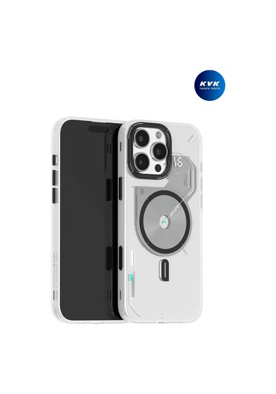 İphone 16 Pro Max Uyumlu Karanlıkta Hafif Parıldayan Magsafe Özellikli A16 Frosted Kılıf Beyaz